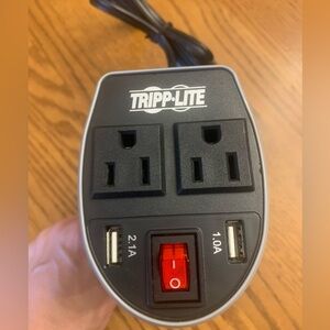 Tripp Lite 200W Car Inverter Cup Holder 12V 120V 2PT USB Charging 2 Outlet